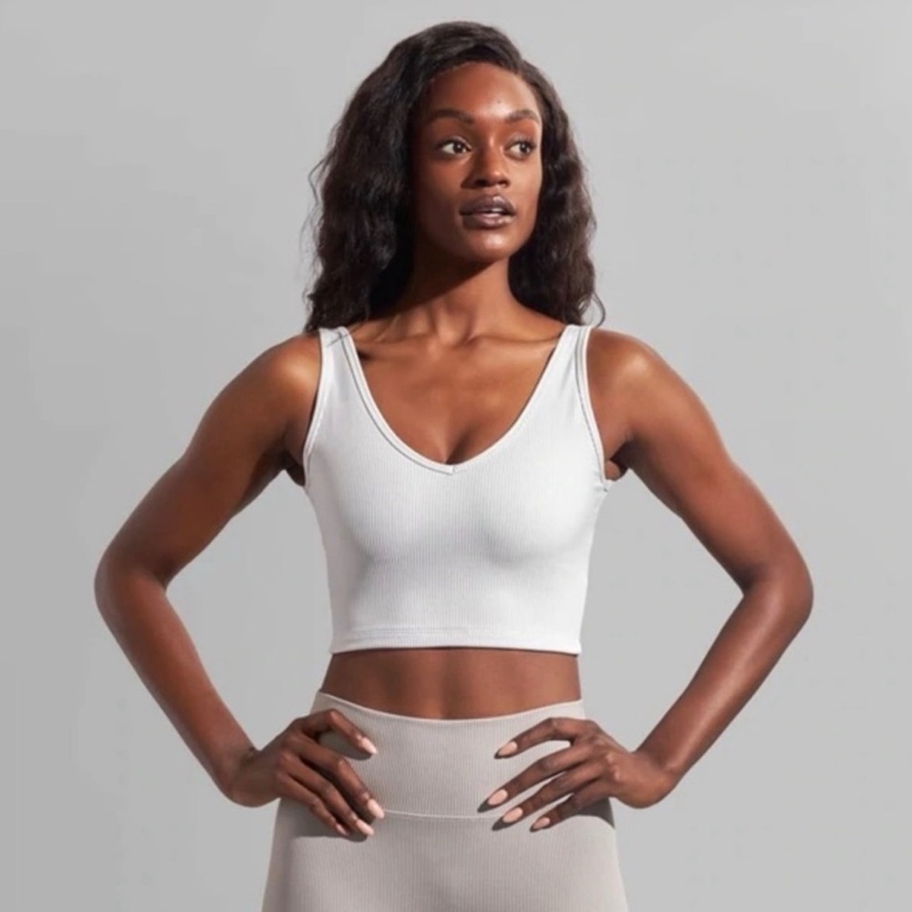 Buffbunny Material Girl Ribbed Crop Top in White